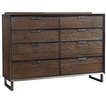Contemporary 8 Drawer Chesser with Felt-Lined Top Drawers